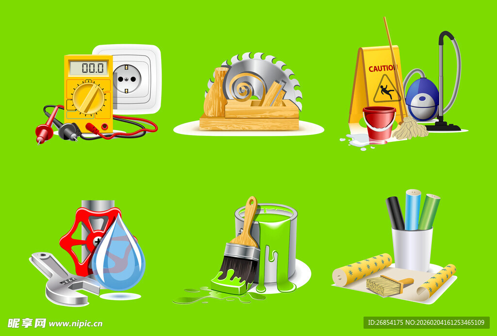 多样清洁与维修工具集合