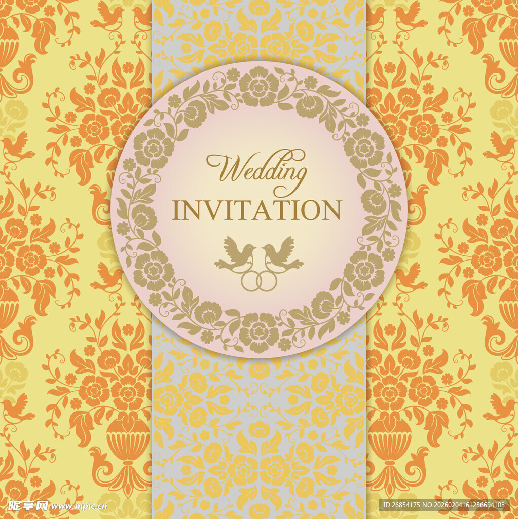 复古风婚礼邀请卡设计