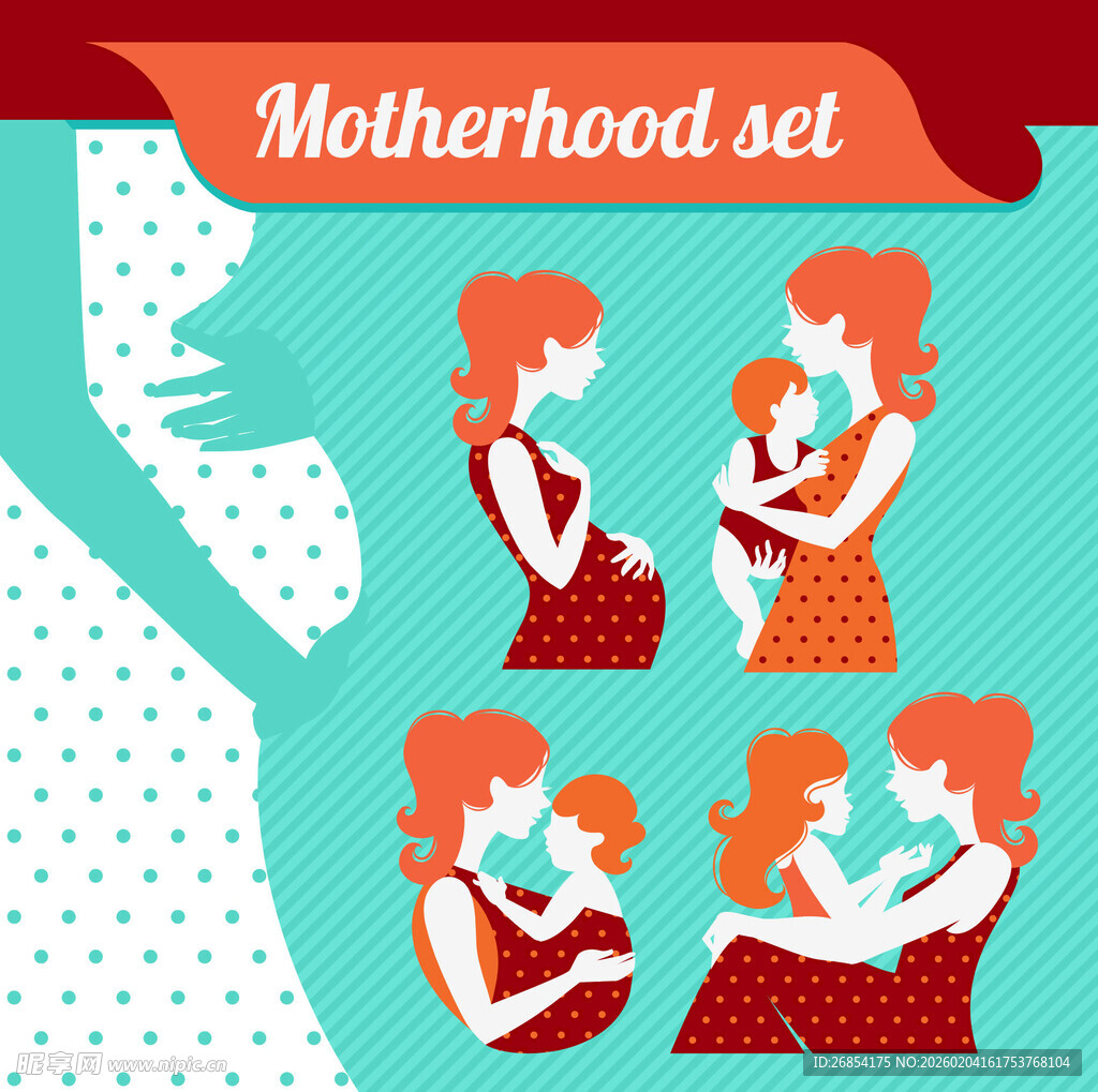 母爱主题插画图案集合