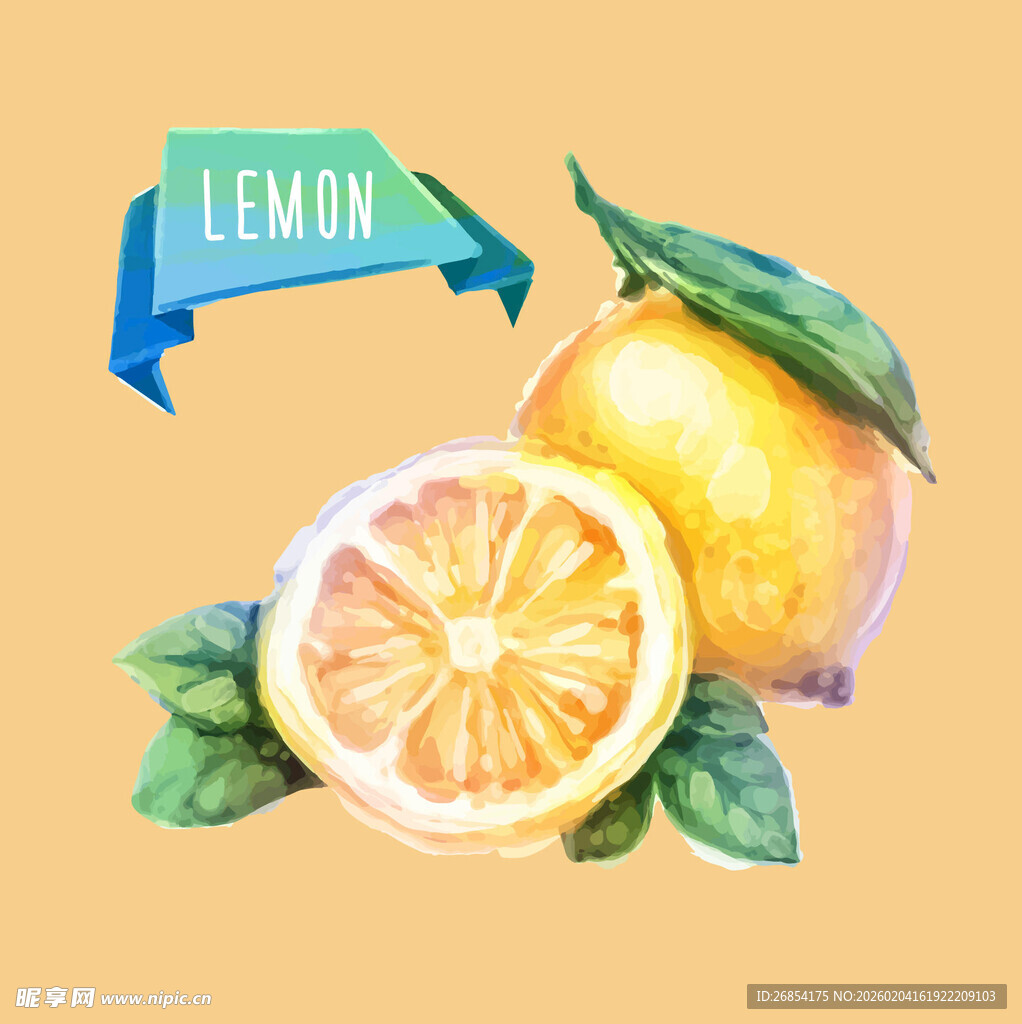 水彩绘柠檬
