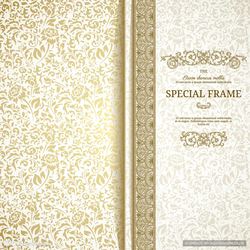 金色花纹装饰边框设计