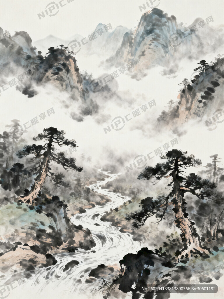 山谷 中国风 中国画 山水