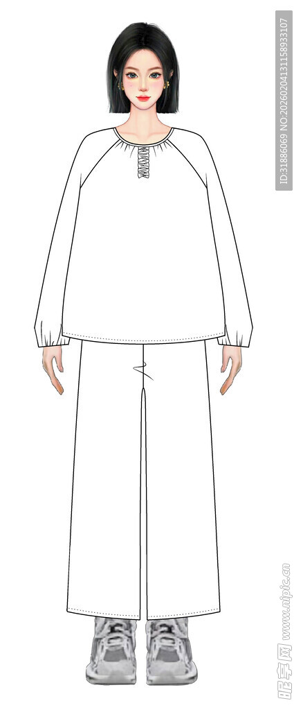 简约白色套装女性形象