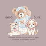 可爱小熊家庭温馨插画