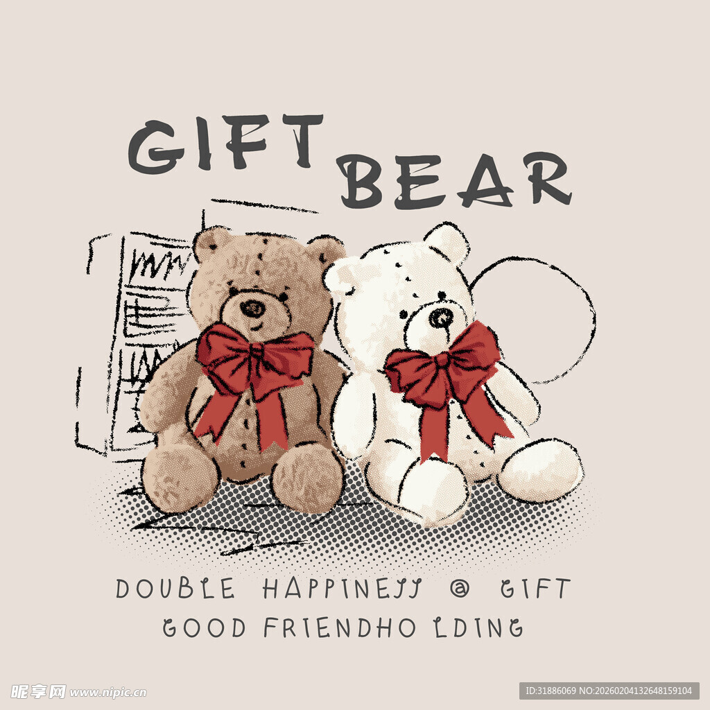 可爱礼品熊玩偶展示