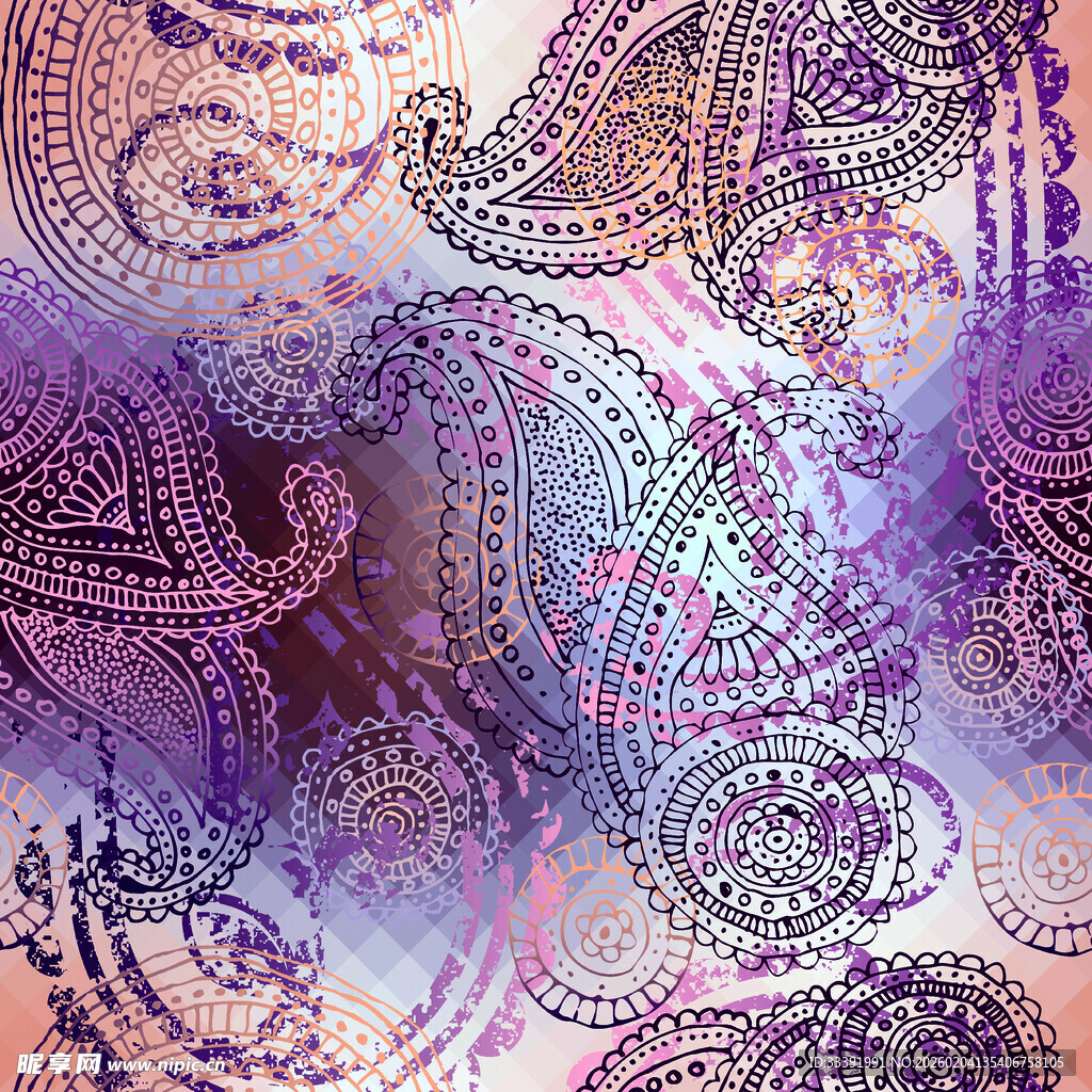 梦幻佩斯利花纹图案