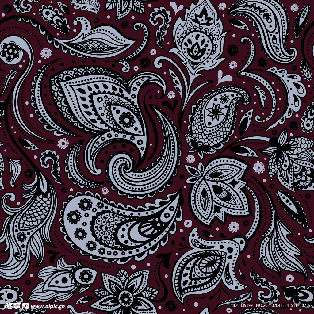 复古佩斯利花纹图案