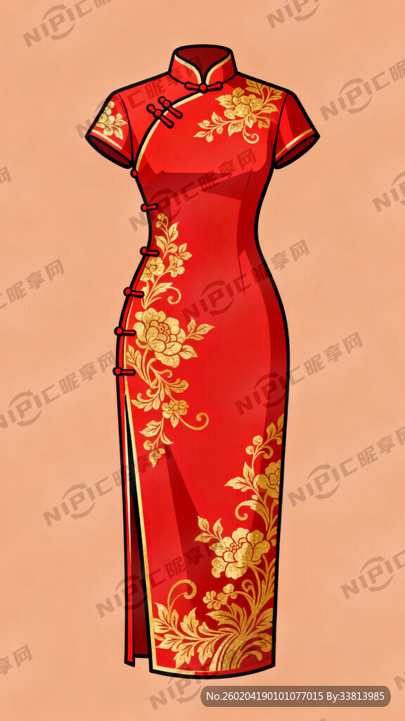 旗袍服装矢量图不要人物