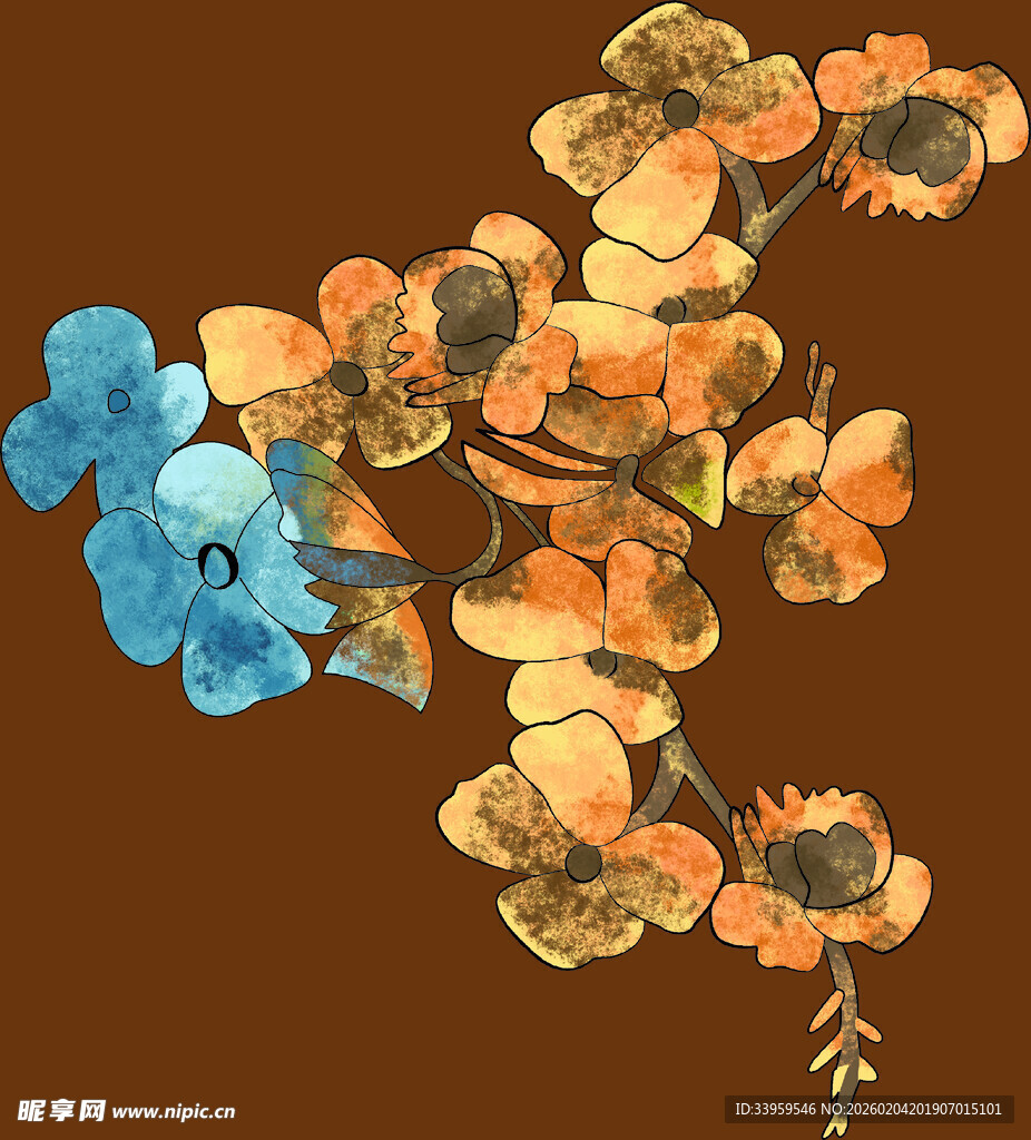 复古风花卉插画