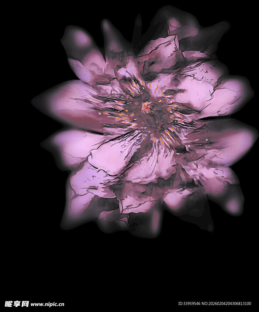 梦幻紫色抽象花朵图案