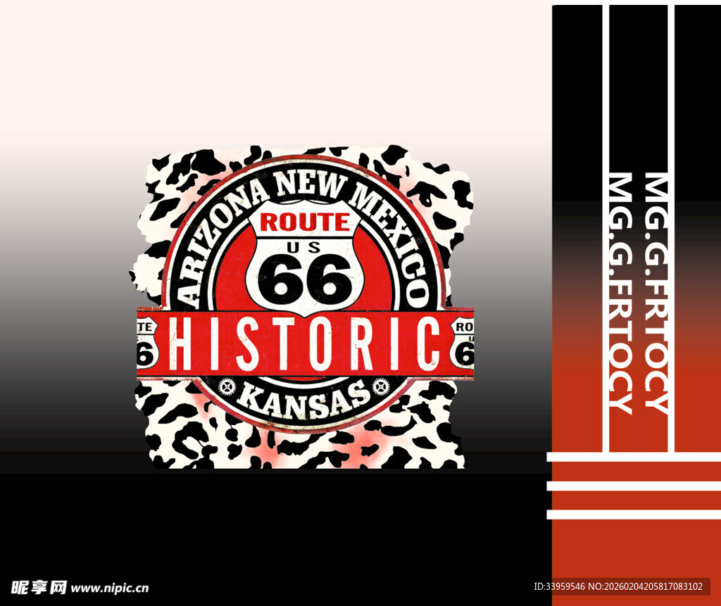 复古66号公路标志图案