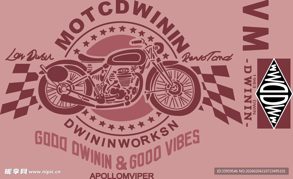 复古摩托车主题印花图案