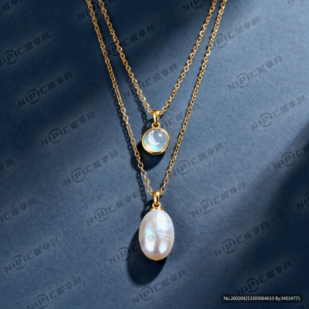 基础版描述 双层叠戴的金色项链