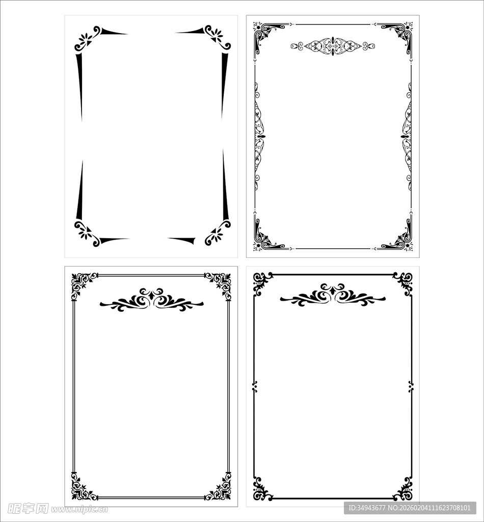 复古花纹边框设计素材