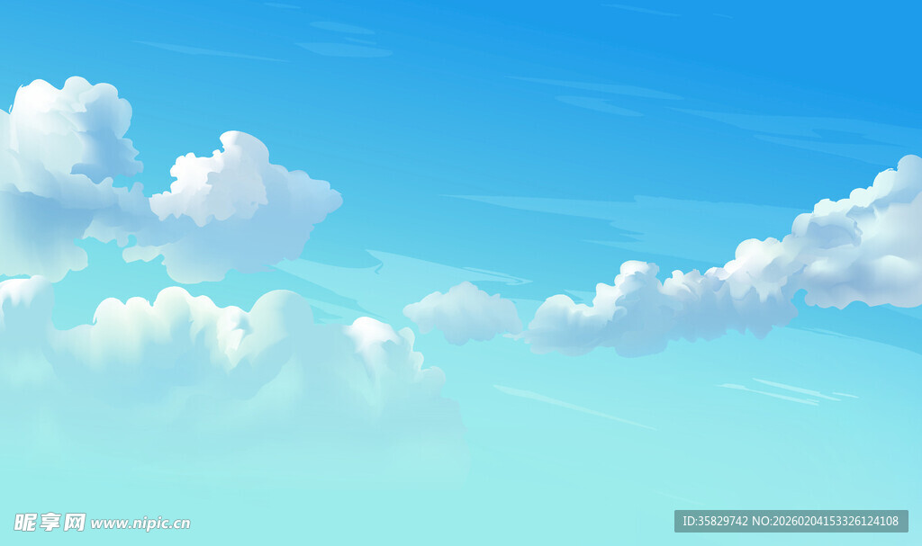 蓝天白云插画