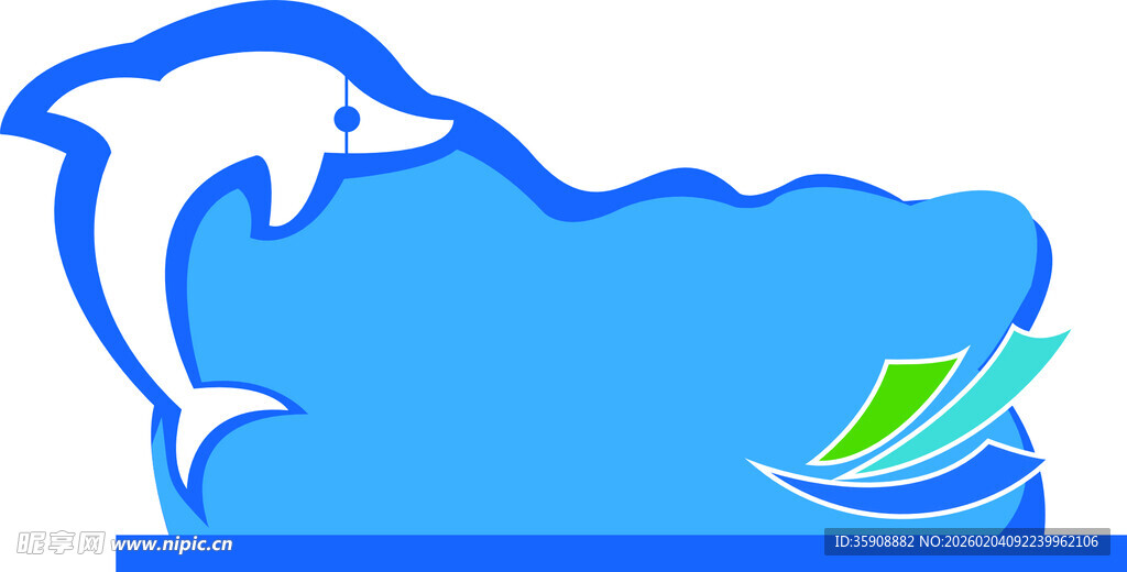 海豚海浪主题创意图标