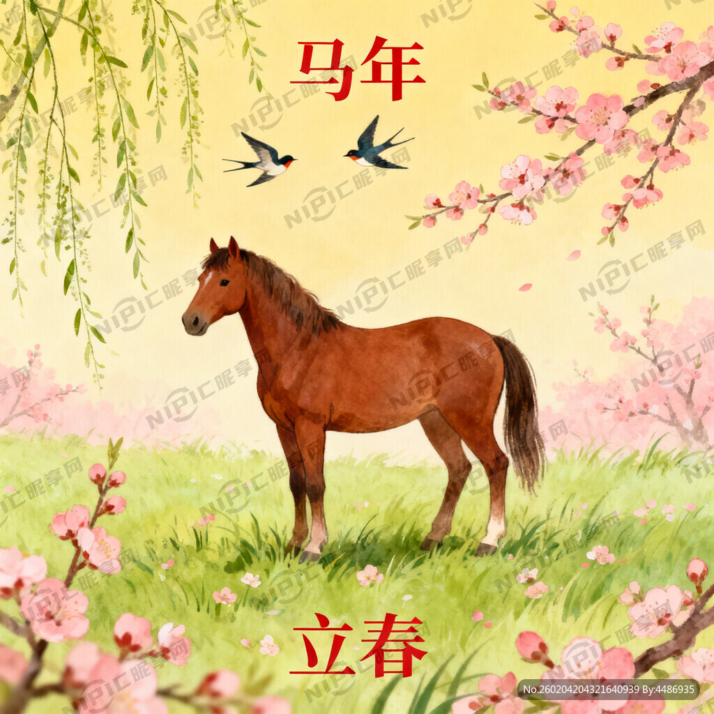 马年立春图