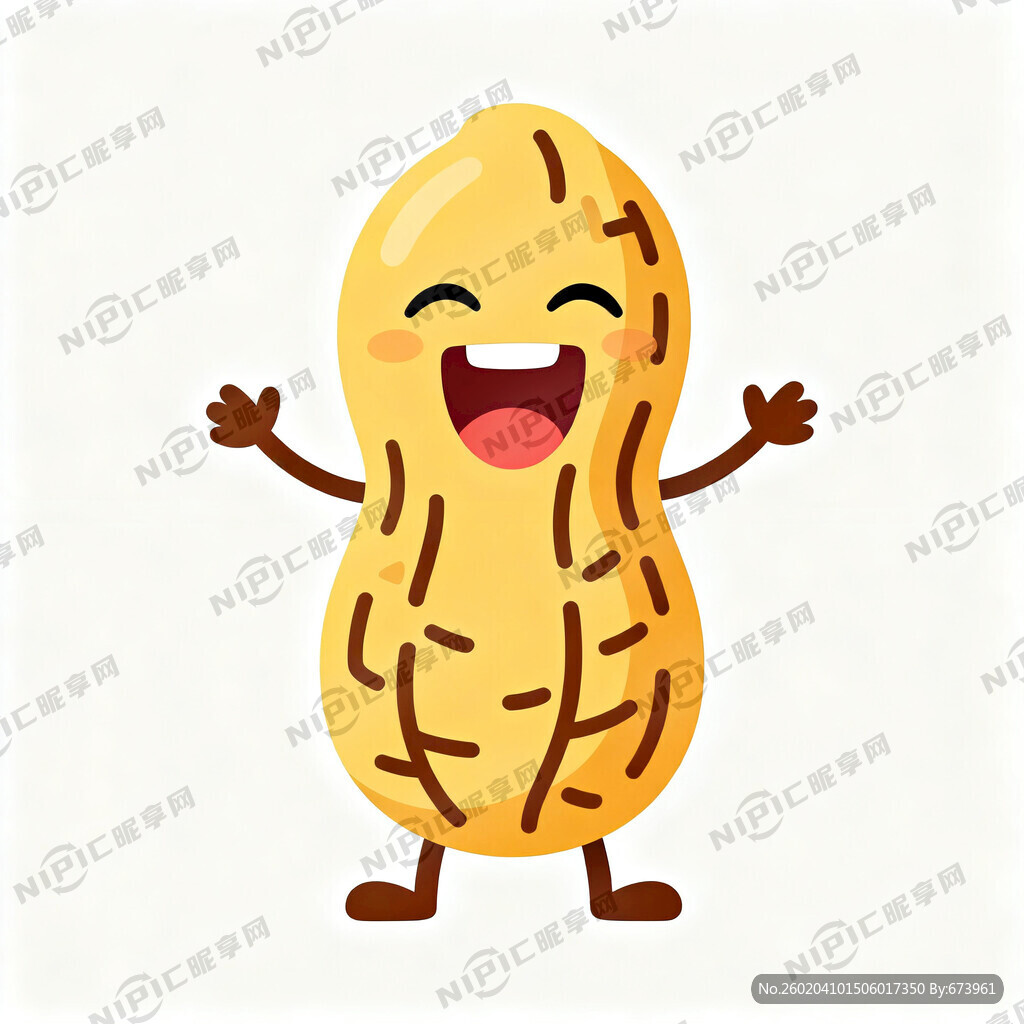 一个拟人化的花生 张开双手