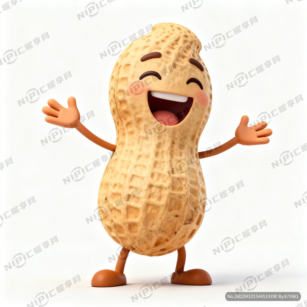 一个拟人化的花生 张开双手