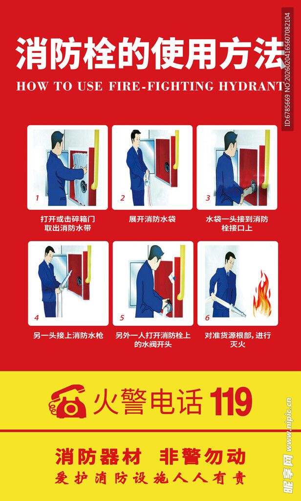 消防栓使用方法宣传海报