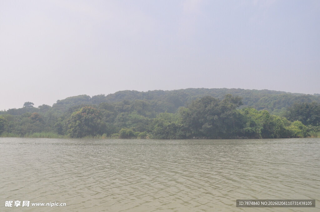 湖畔风光 绿树碧水相映