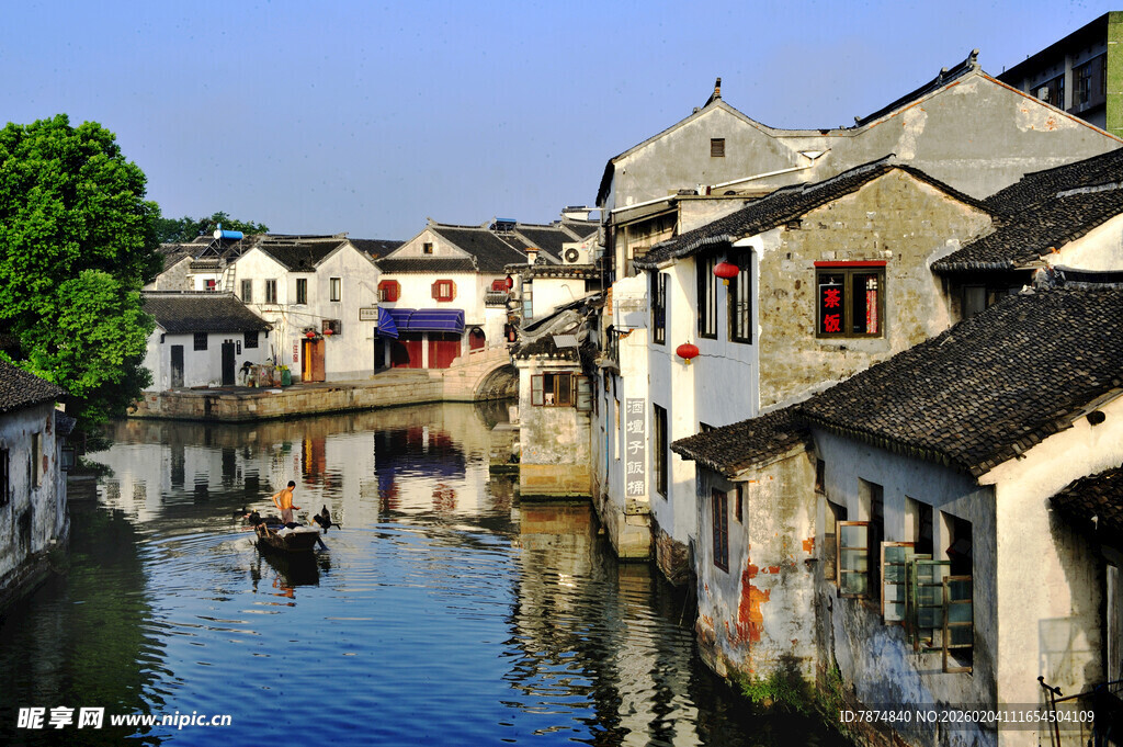 江南水乡古宅临水美景