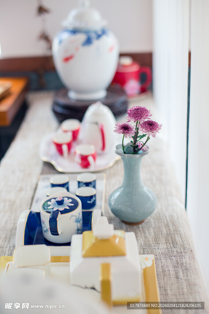 中式雅致茶具摆件展示