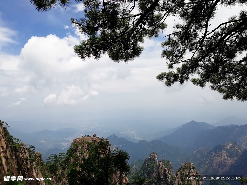 黄山美景 松与山峦云海