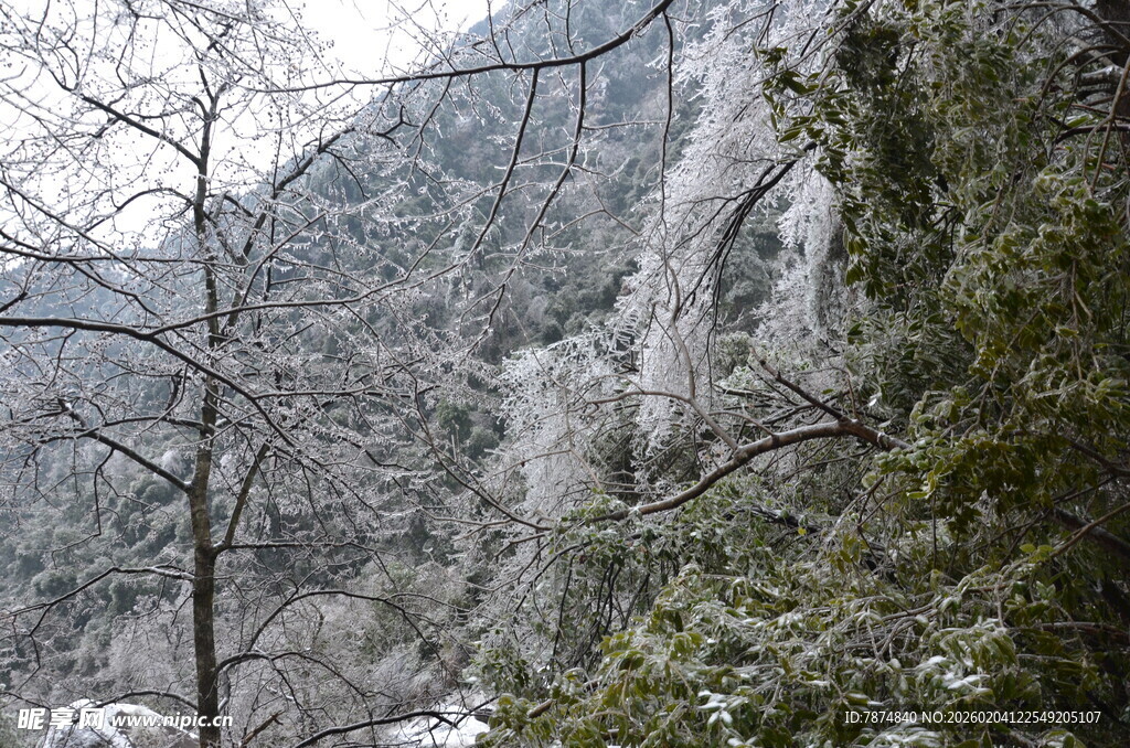 冬日山间冰瀑景观
