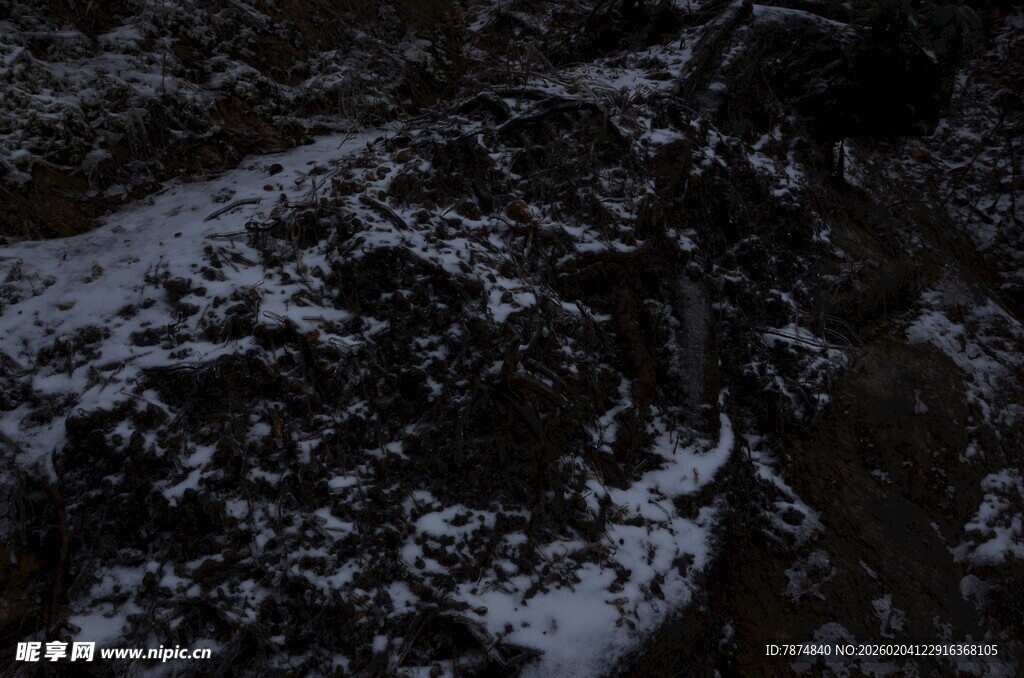 岩石上的积雪景象