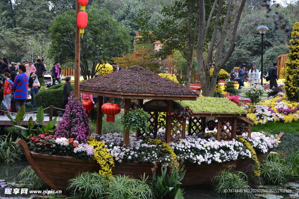 园林中式花船景观赏