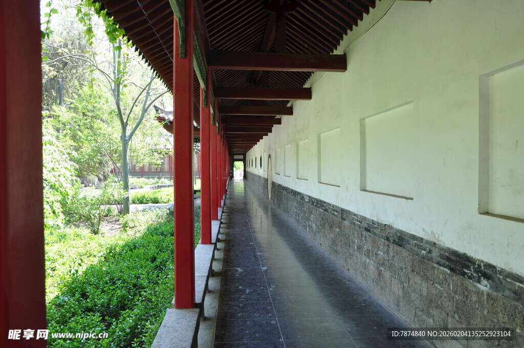 中式长廊 静谧庭院景致