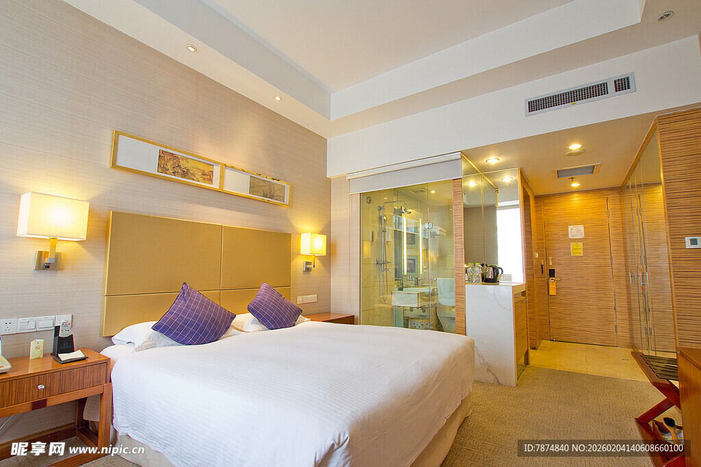 豪华温馨的酒店卧室场景