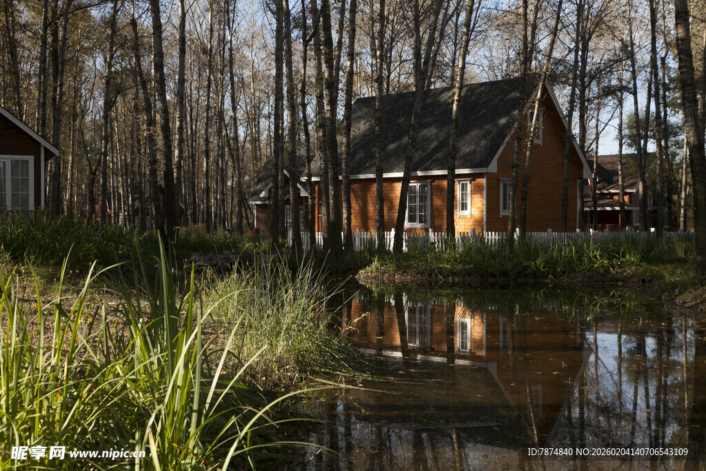 湖畔木屋 静谧自然景致