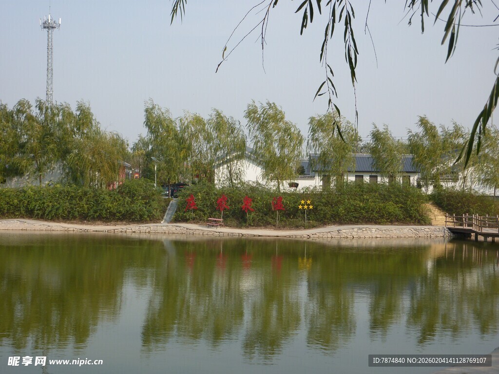 湖畔风光 绿植环绕的宁静水域