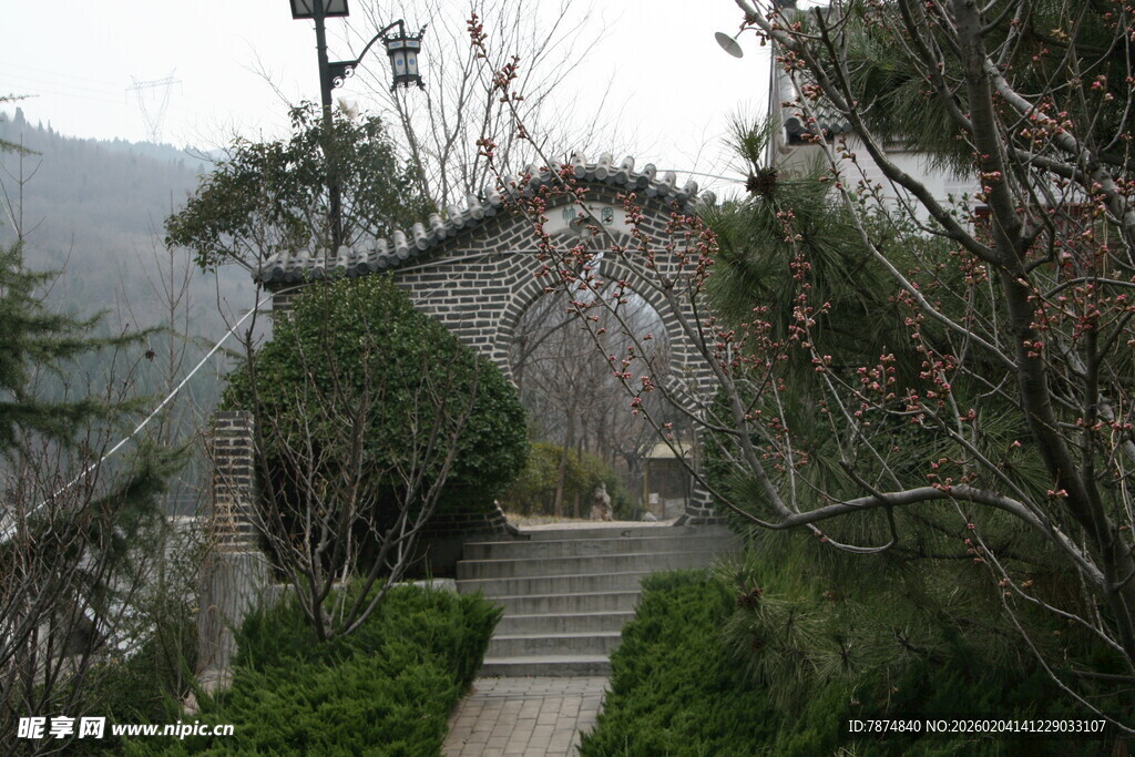 山间蜿蜒石径与绿植景观