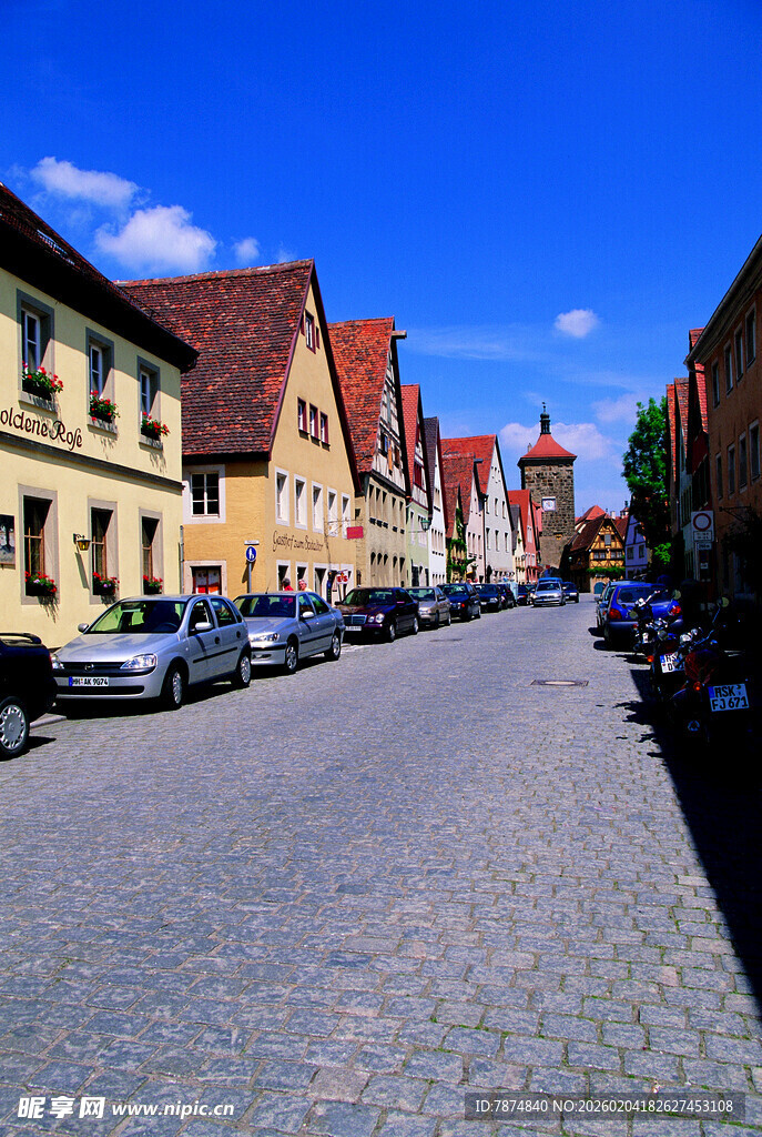 德国欧洲小镇的宁静街道