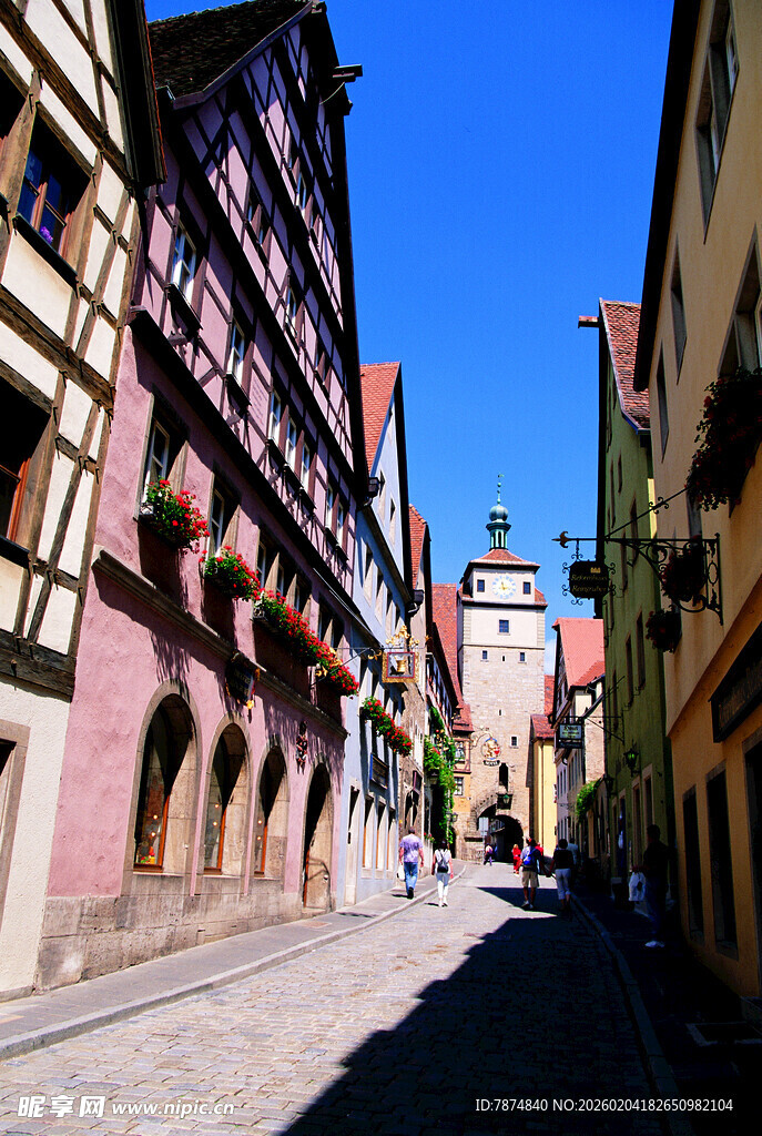 德国欧洲小镇古街道风景