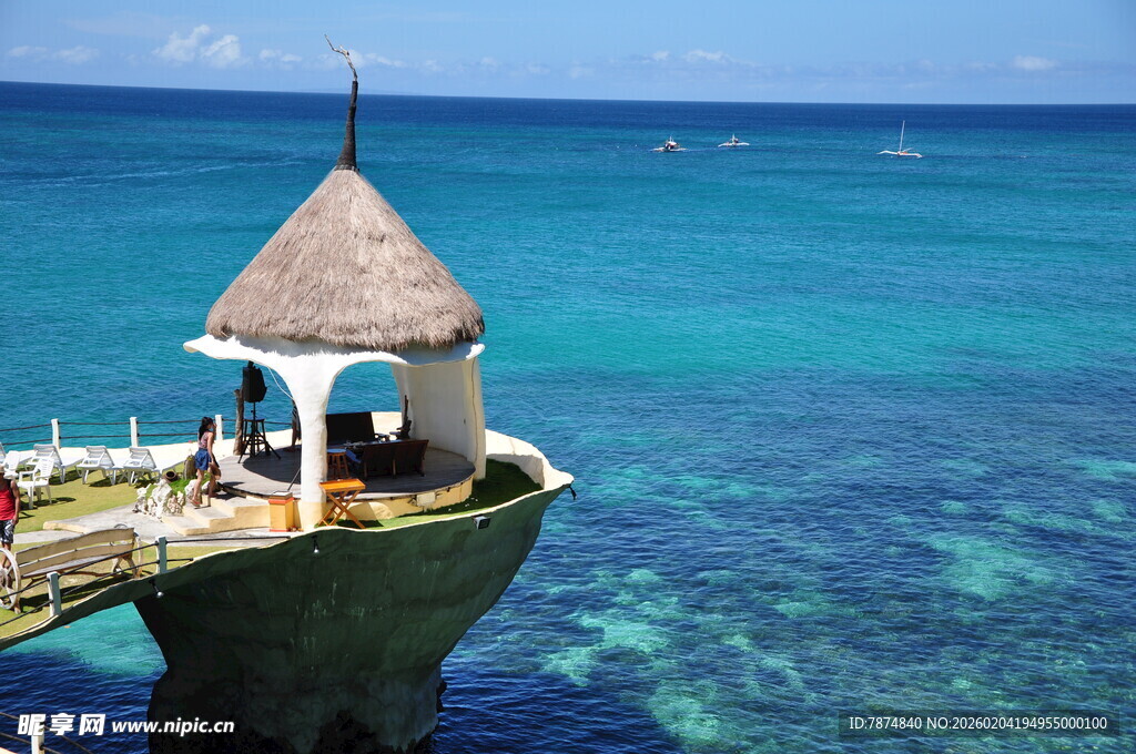海边观景亭 碧海蓝天美景
