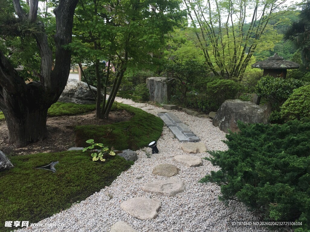 日本日式禅意花园小径景观