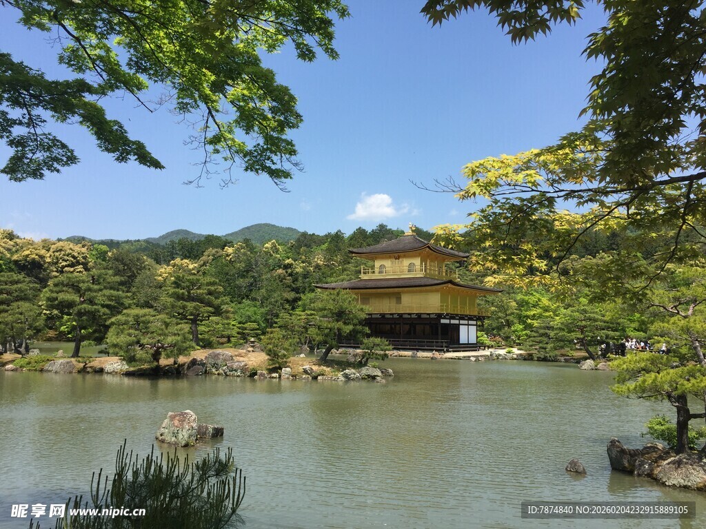 日本日式园林湖畔美景