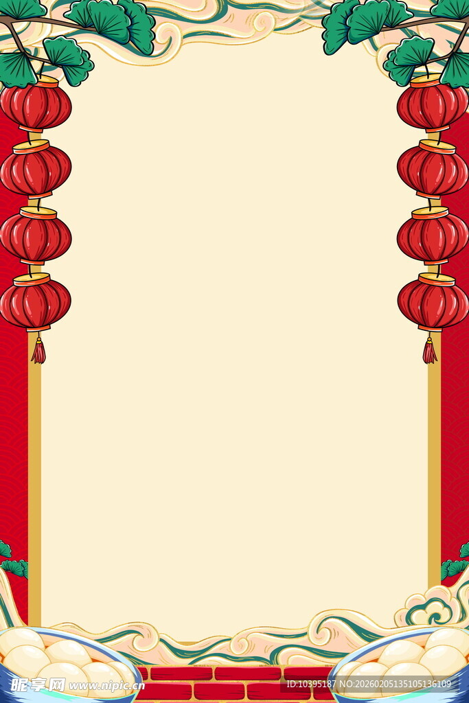 中式灯笼边框背景图