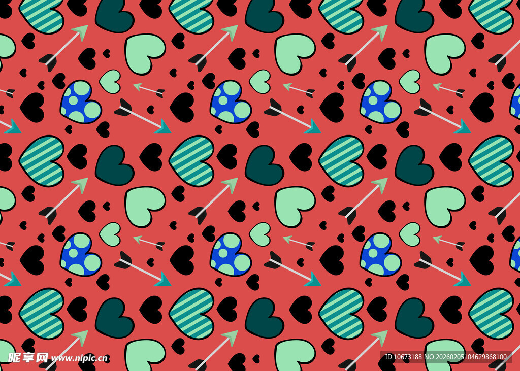 红色爱心瓢虫图案背景