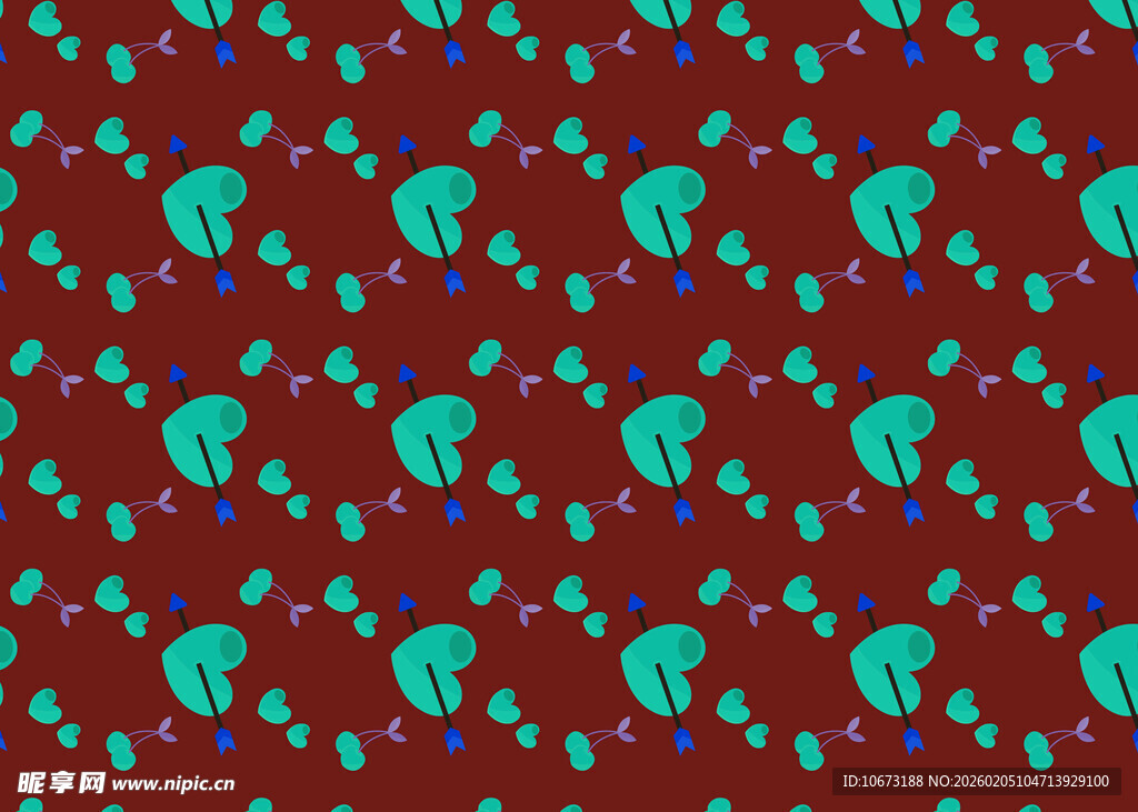 红色底绿色图案几何纹理