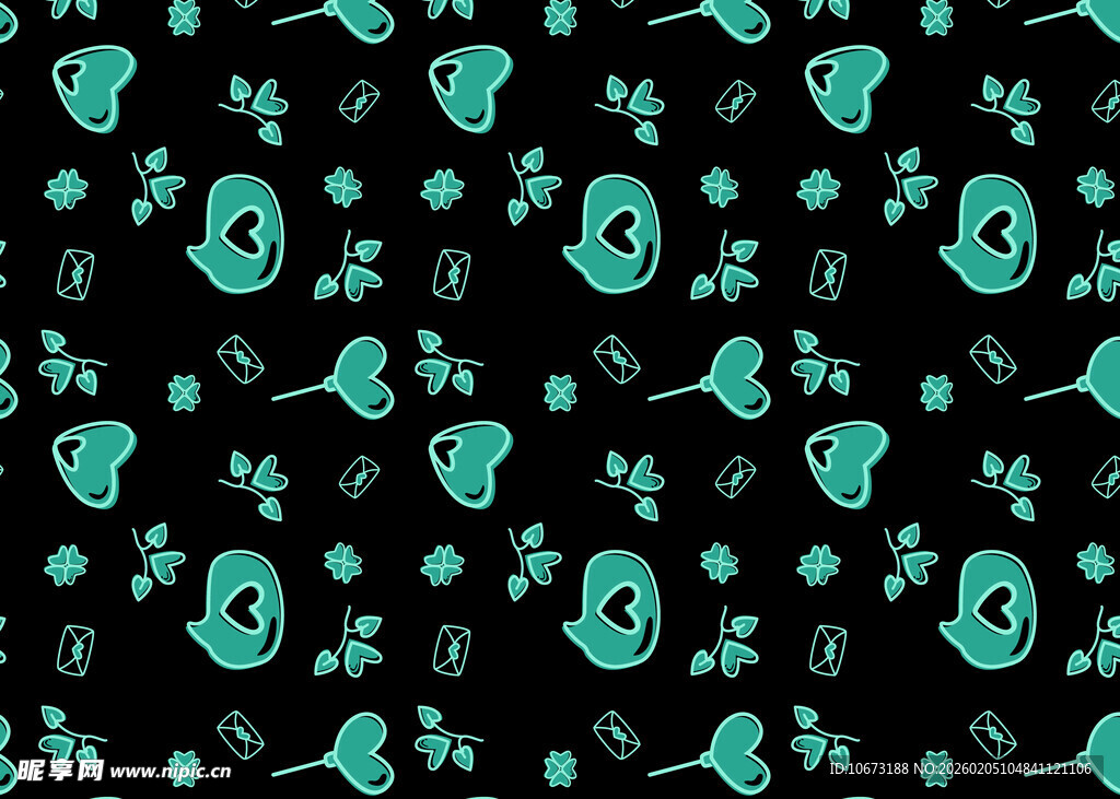 黑色背景的绿色卡通图案