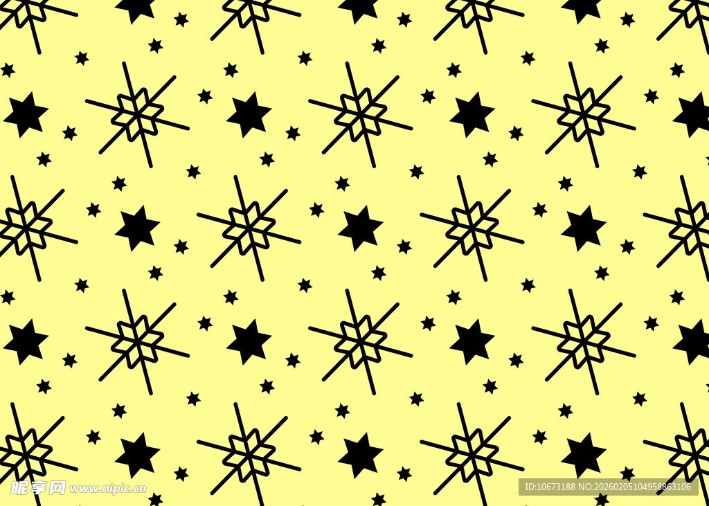 黄色背景黑色星星图案