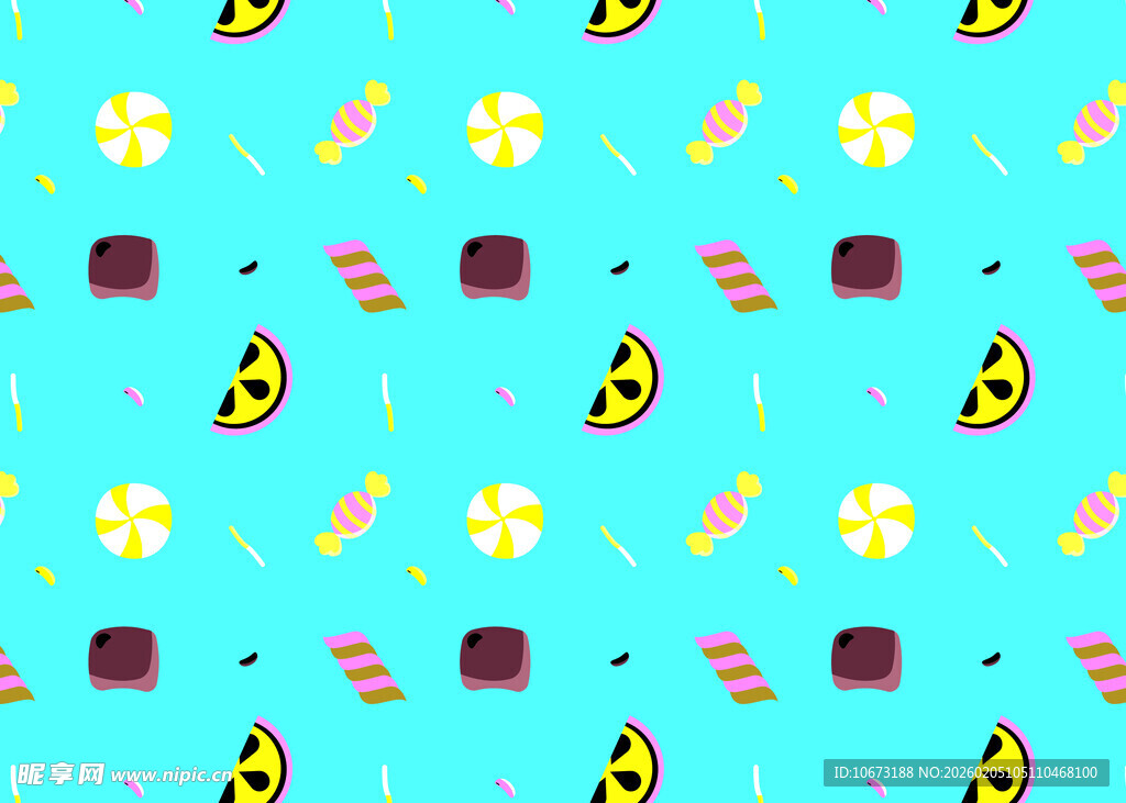 夏日海滩元素无缝图案