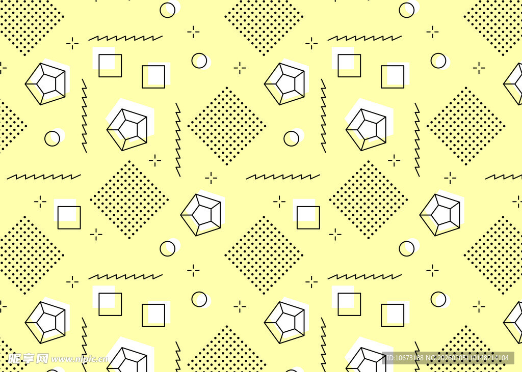 几何图案黄色背景无缝纹理