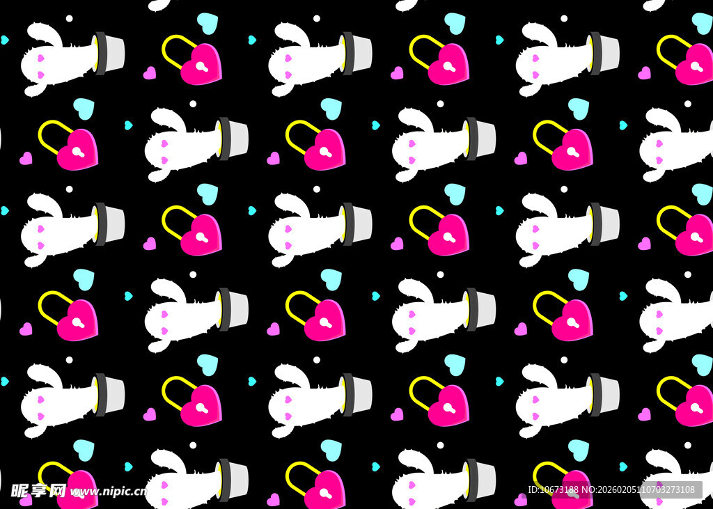 多彩卡通兔子图案背景