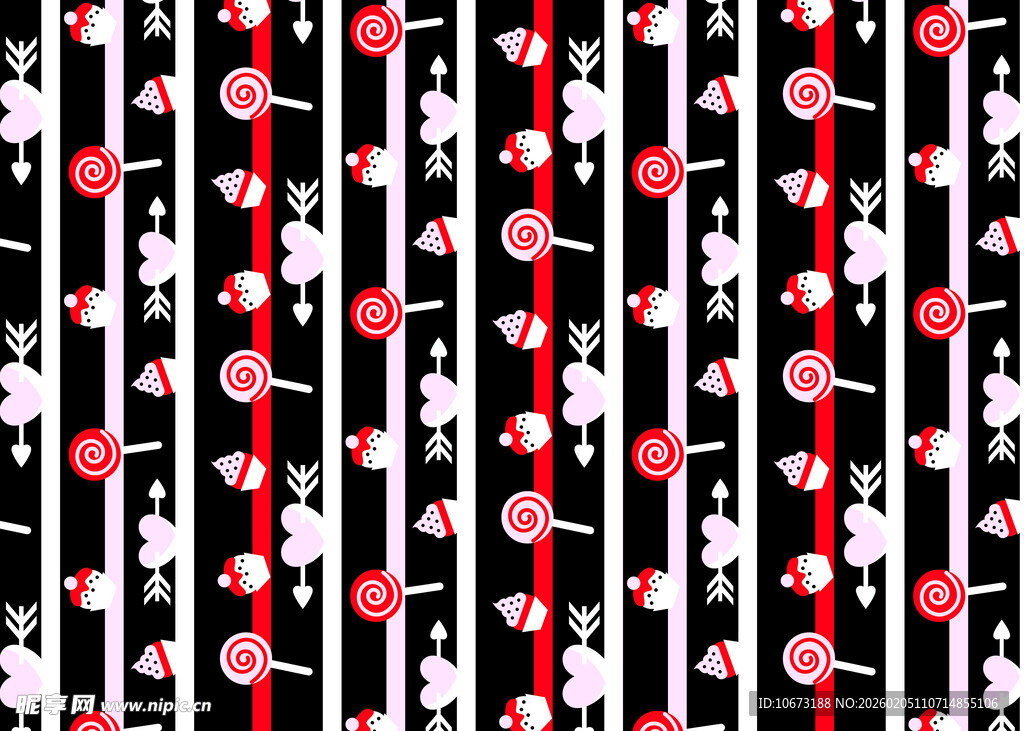 黑白红爱心条纹图案背景
